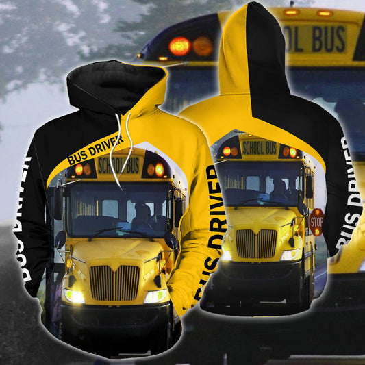 Black Yellow Bus Driver Hoodie For Casual Streetwear Travel And Everyday Comfort