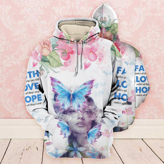Butterfly Girl Love Hope Hoodie For Everyday Wear Outdoor Adventures And Comfortable Style
