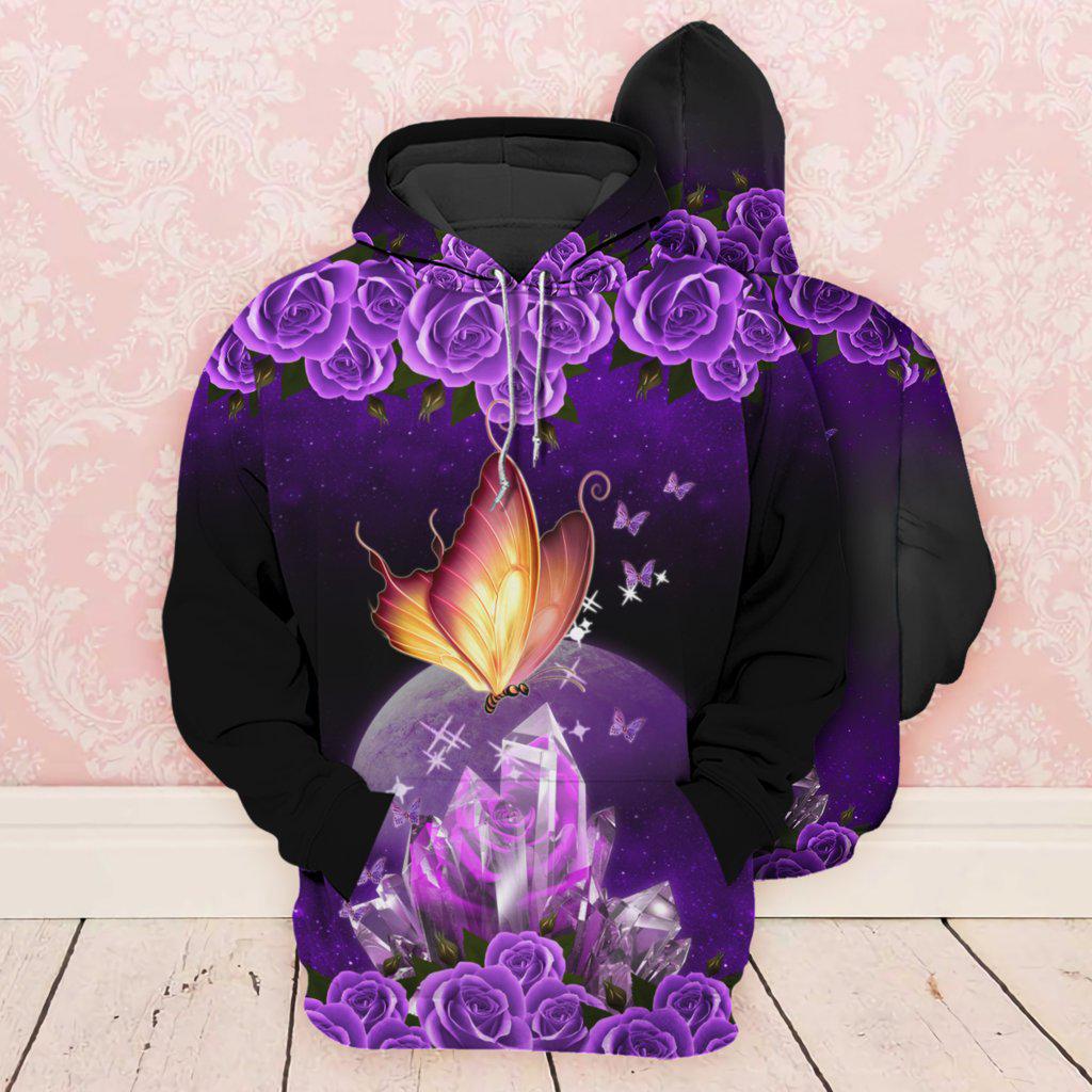 Purple Butterfly Fire Rose Hoodie For Relaxed Daily Wear Weekend Outings And Thoughtful Gifting