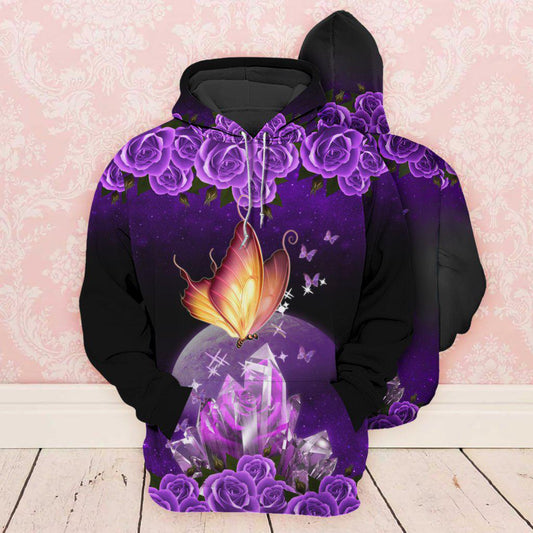 Purple Butterfly Fire Rose Hoodie For Relaxed Daily Wear Weekend Outings And Thoughtful Gifting