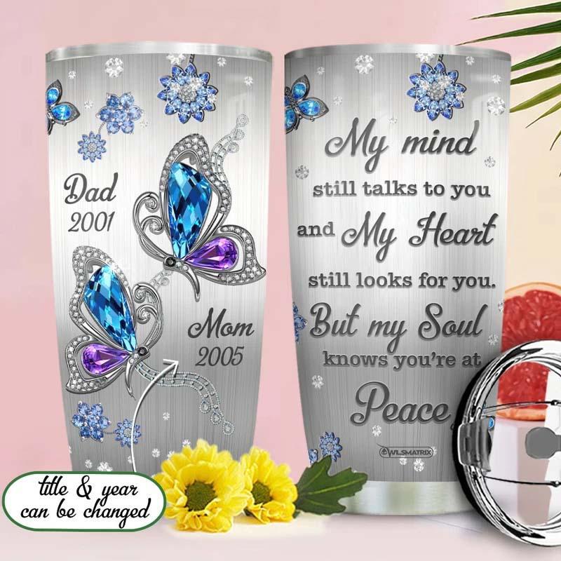 Butterfly My Mind My Heart Personalized 20 Oz Tumbler For Coffee Travel And Daily Drinks
