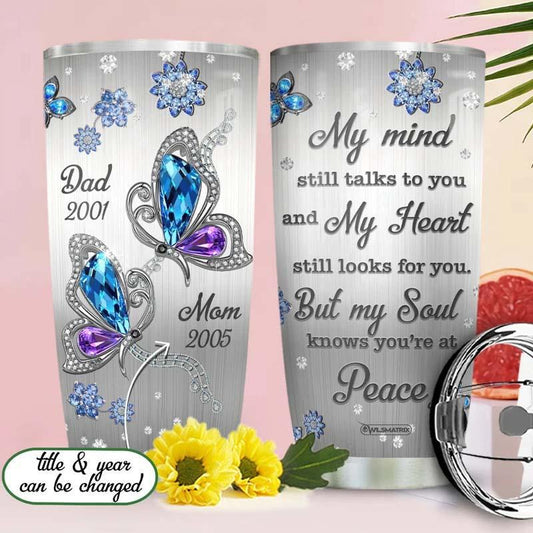 Butterfly My Mind My Heart Personalized 20 Oz Tumbler For Coffee Travel And Daily Drinks