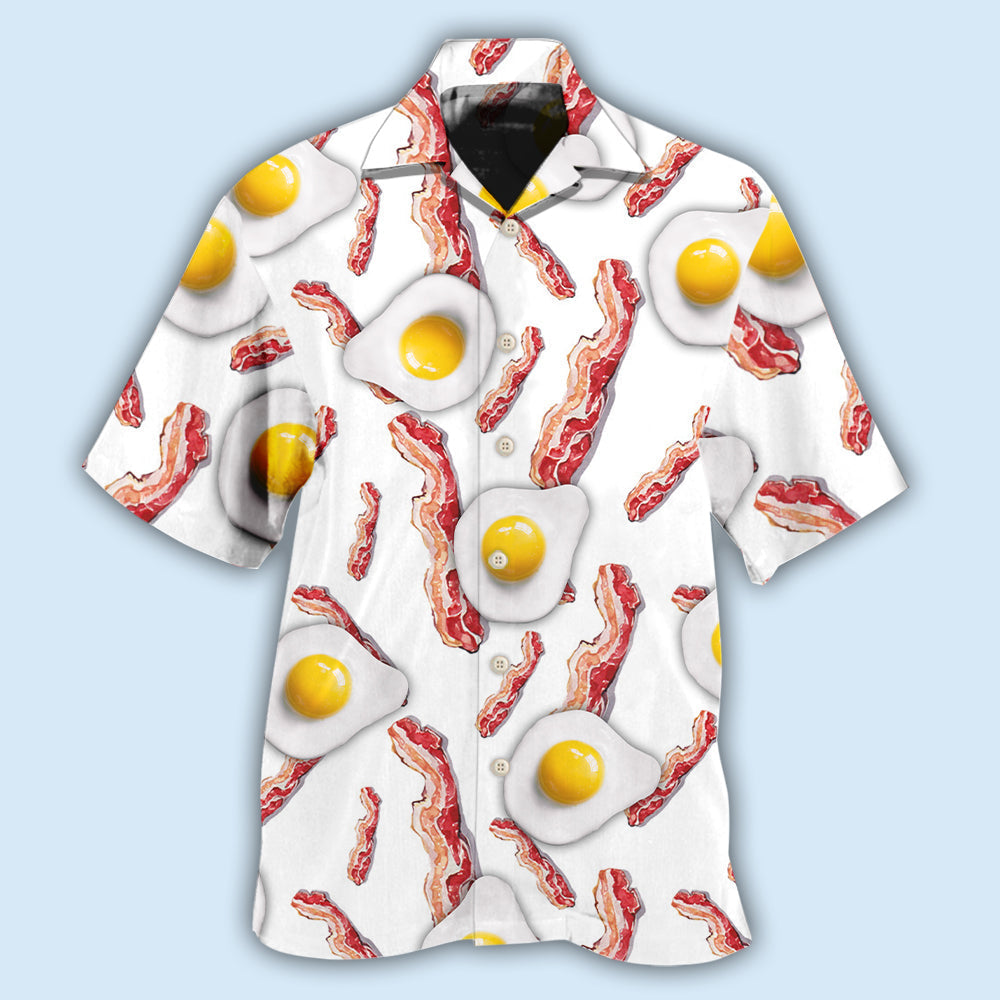 Bacon Egg Food Collection Hawaiian Shirt For Summer Vacation, Beach Travel, And Casual Wear