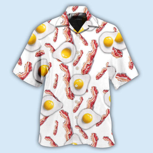 Bacon Egg Food Collection Hawaiian Shirt For Summer Vacation, Beach Travel, And Casual Wear