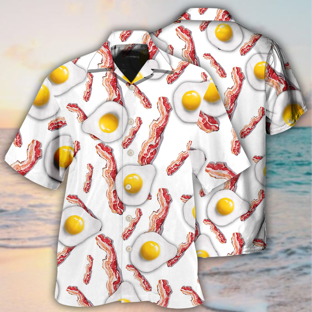 Food Bacon Egg Collection Hawaiian Shirt Artwork Detail For Resort Trips And Outdoor Activities