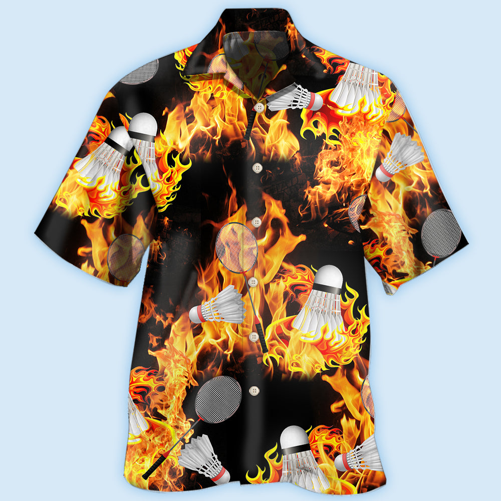 Badminton Fire Hawaiian Shirt Design View For Casual Summer Styling