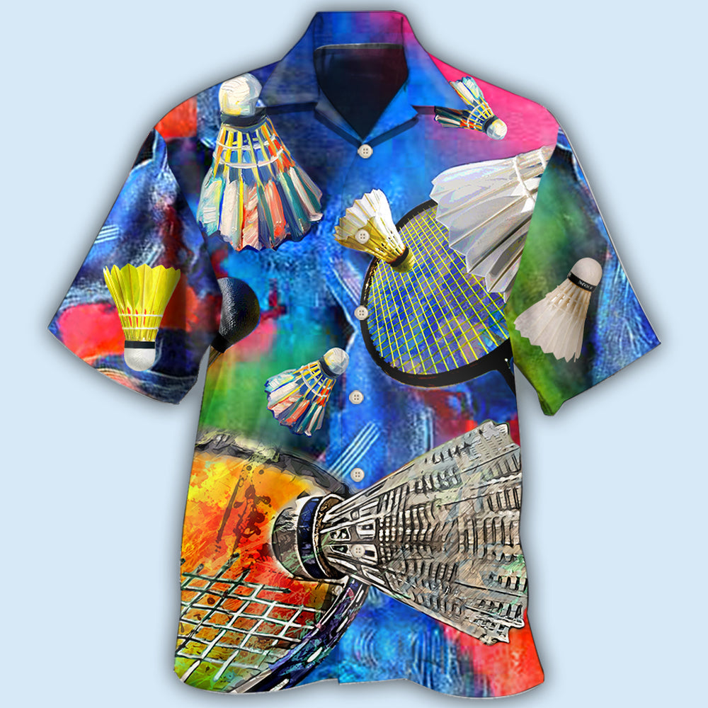 Colorful Badminton Hawaiian Shirt For Summer Events And Casual Outdoor Wear