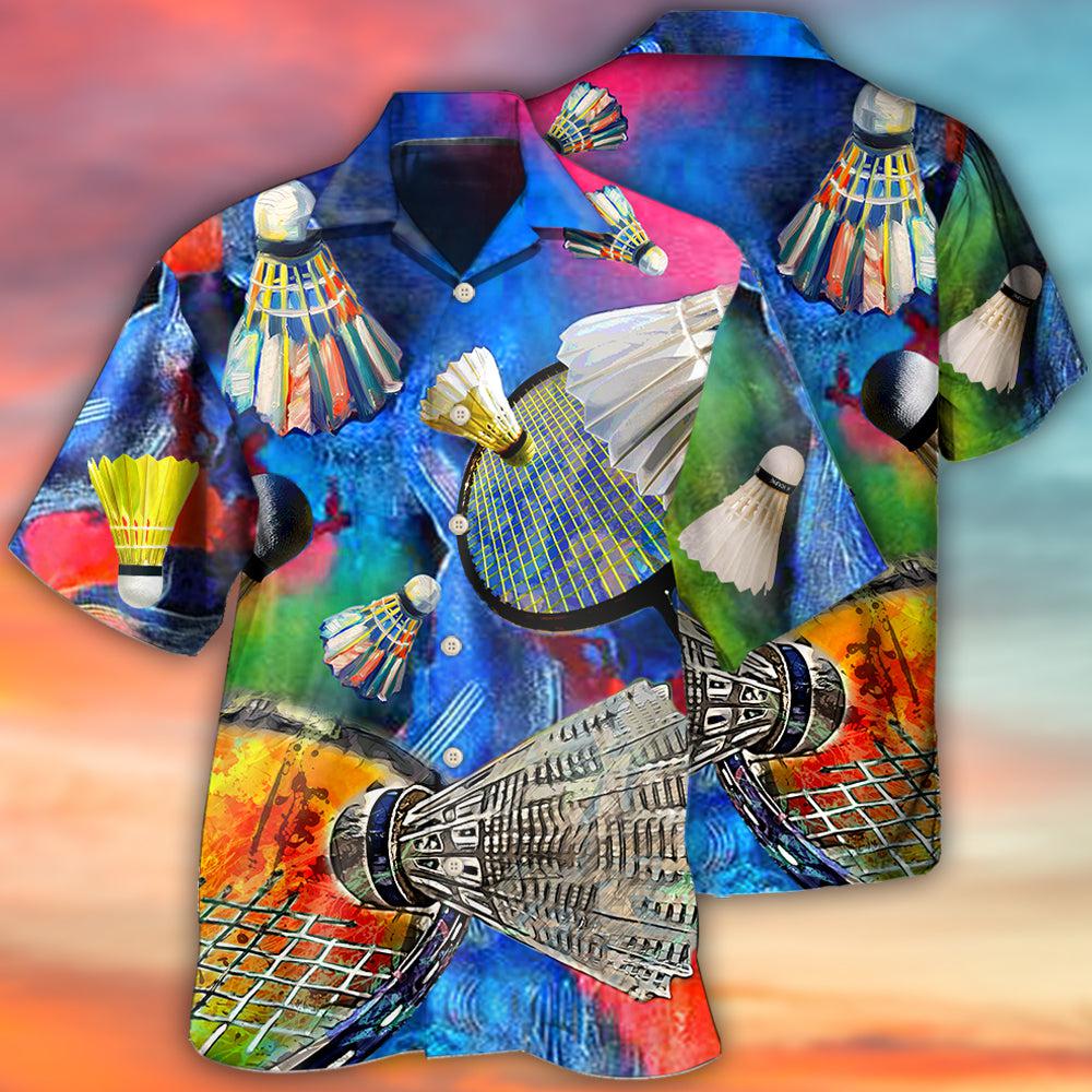 Colorful Badminton Hawaiian Shirt Design Detail For Beach Days And Holiday Travel