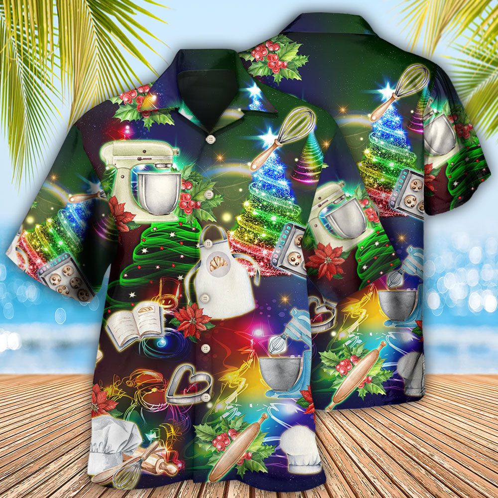 Christmas Baking Hawaiian Shirt With Detailed Graphic For Resort Travel Summer Outings And Casual Gatherings