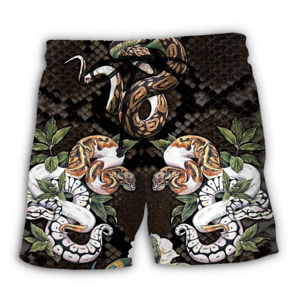 Ball Python Tropical Flower Lover Beach Shorts Print View For Coastal Escapes And Casual Outings