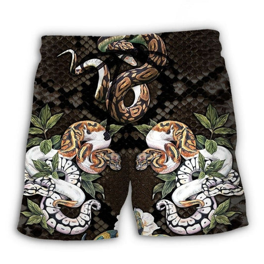 Ball Python Tropical Flower Lover Beach Shorts Print View For Coastal Escapes And Casual Outings