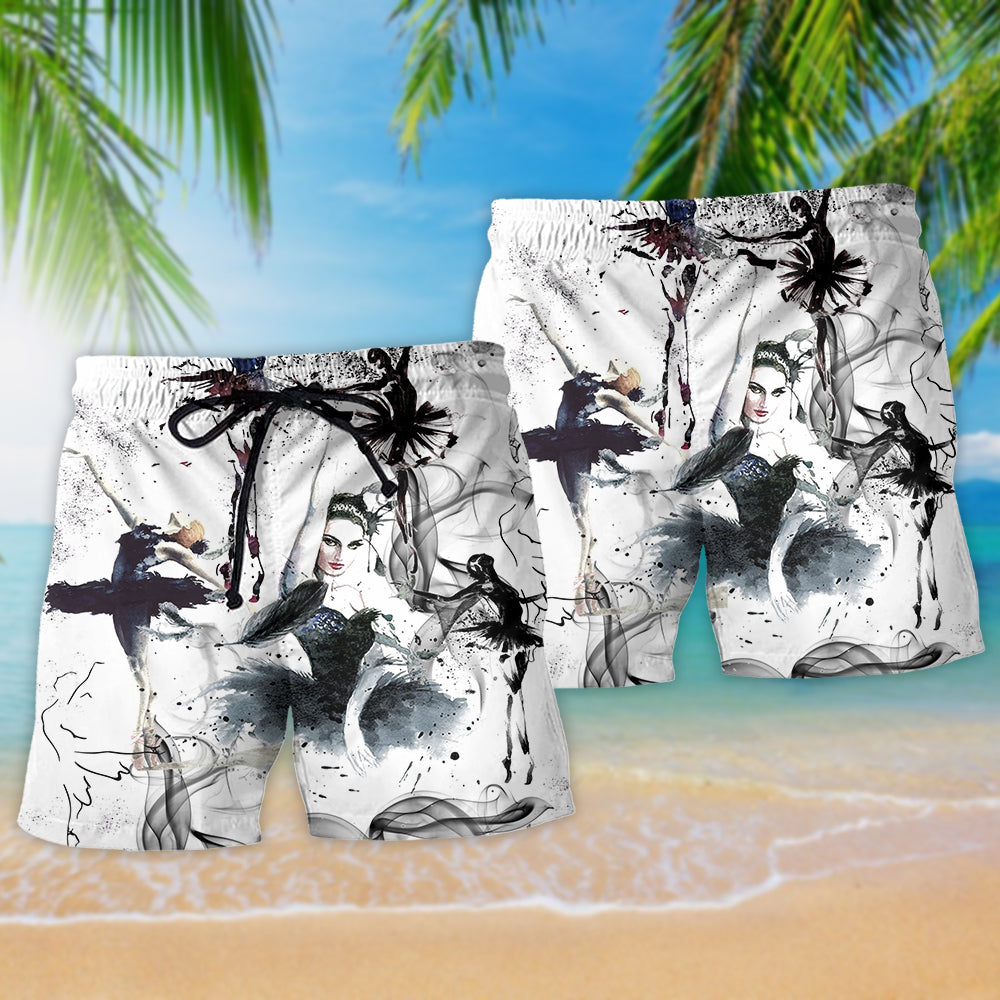 Ballet Love And Life Black Beach Shorts Print Detail For Beach Activities And Vacation Wear