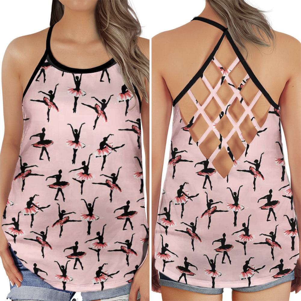 Ballet Is My Soul Pink Hollow Tank Top For Studio Practice And Festival Wear