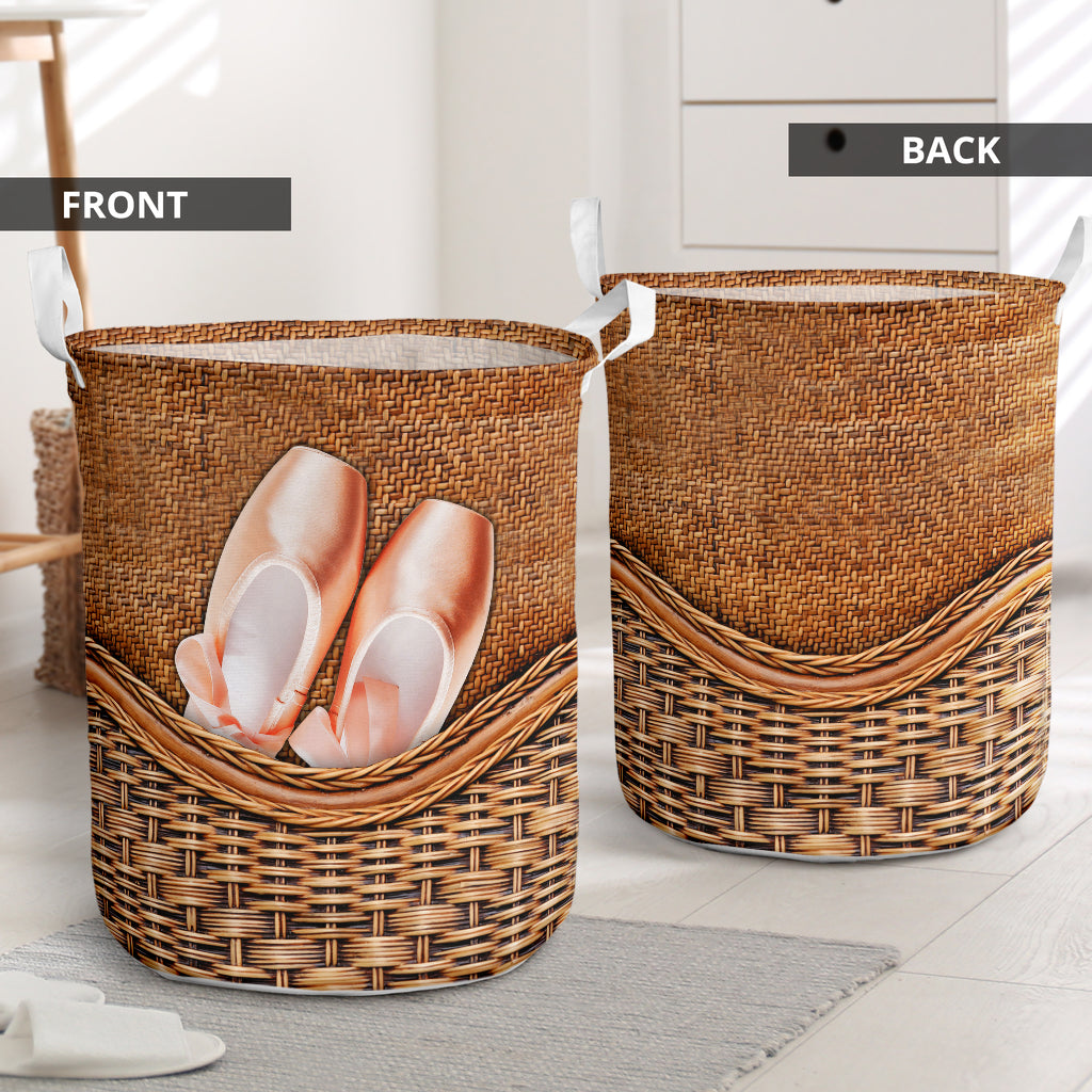 Ballet Dance Rattan Texture Laundry Basket For Room Home Organizer