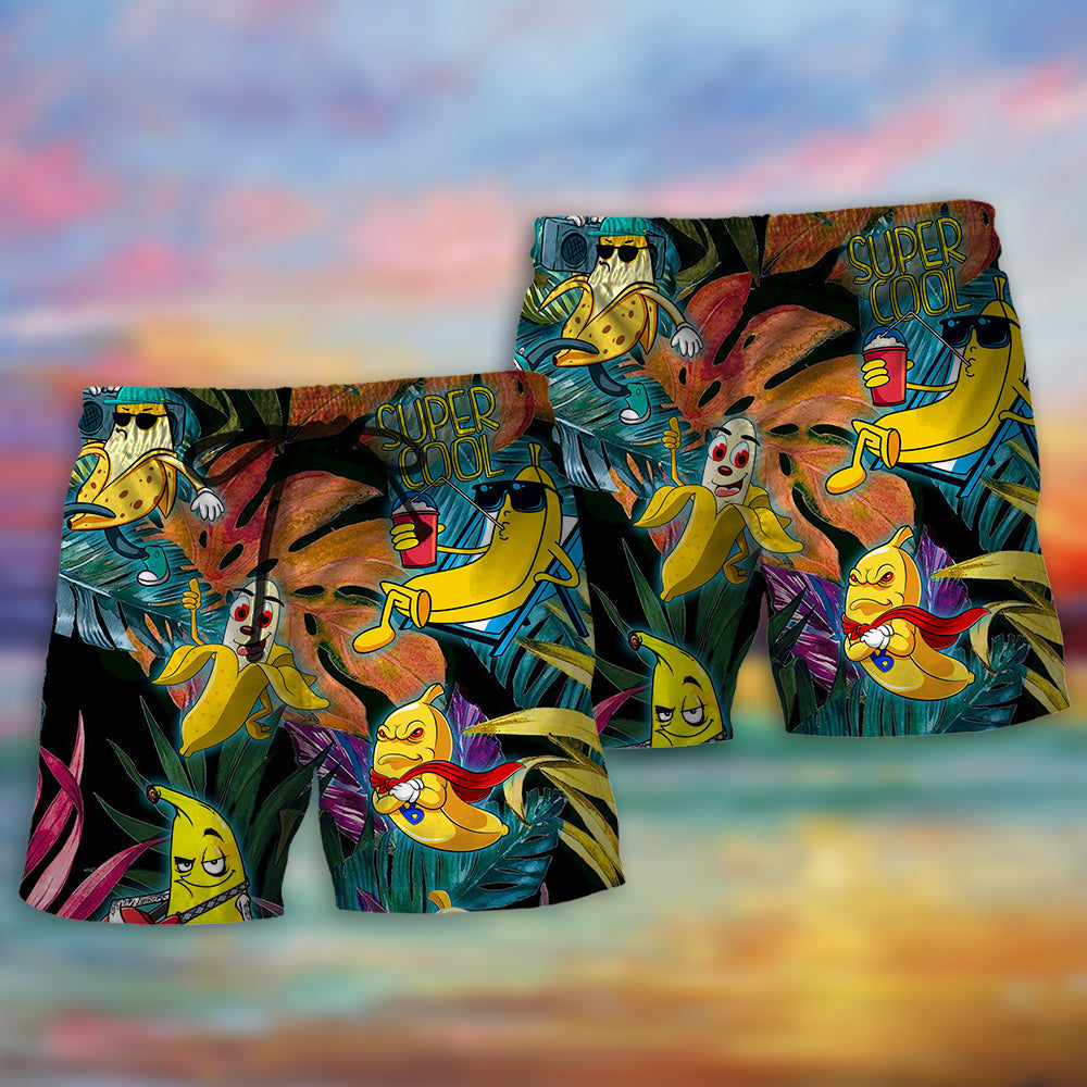 Funny Banana Fruit Humor Beach Shorts Design Detail For Casual Warm Weather Outfits