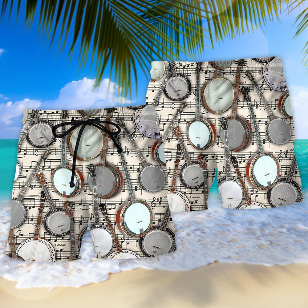 Banjo Music Lover Life Is Better Beach Shorts Pattern Detail For Relaxed Warm Weather Outfits
