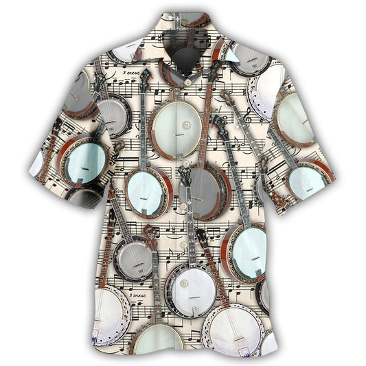 Banjo Music Hawaiian Shirt For Coastal Travel, Casual Events, And Comfortable Summer Wear