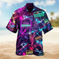 Neon Barber Shop Hawaiian Shirt For Summer Vacation, Beach Travel, And Casual Wear