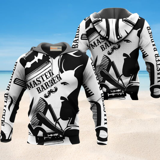 Black White Barber Hoodie For Travel Days Outdoor Events And Thoughtful Gifts