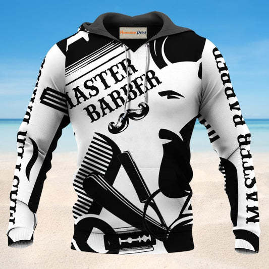 Black White Classic Barber Hoodie For Relaxed Streetwear Weekend Travel And Everyday Style