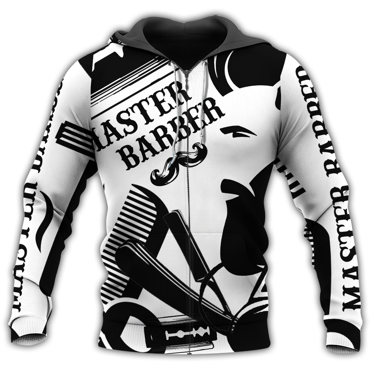 Black White Classic Barber Hoodie For Relaxed Streetwear Weekend Travel And Everyday Style