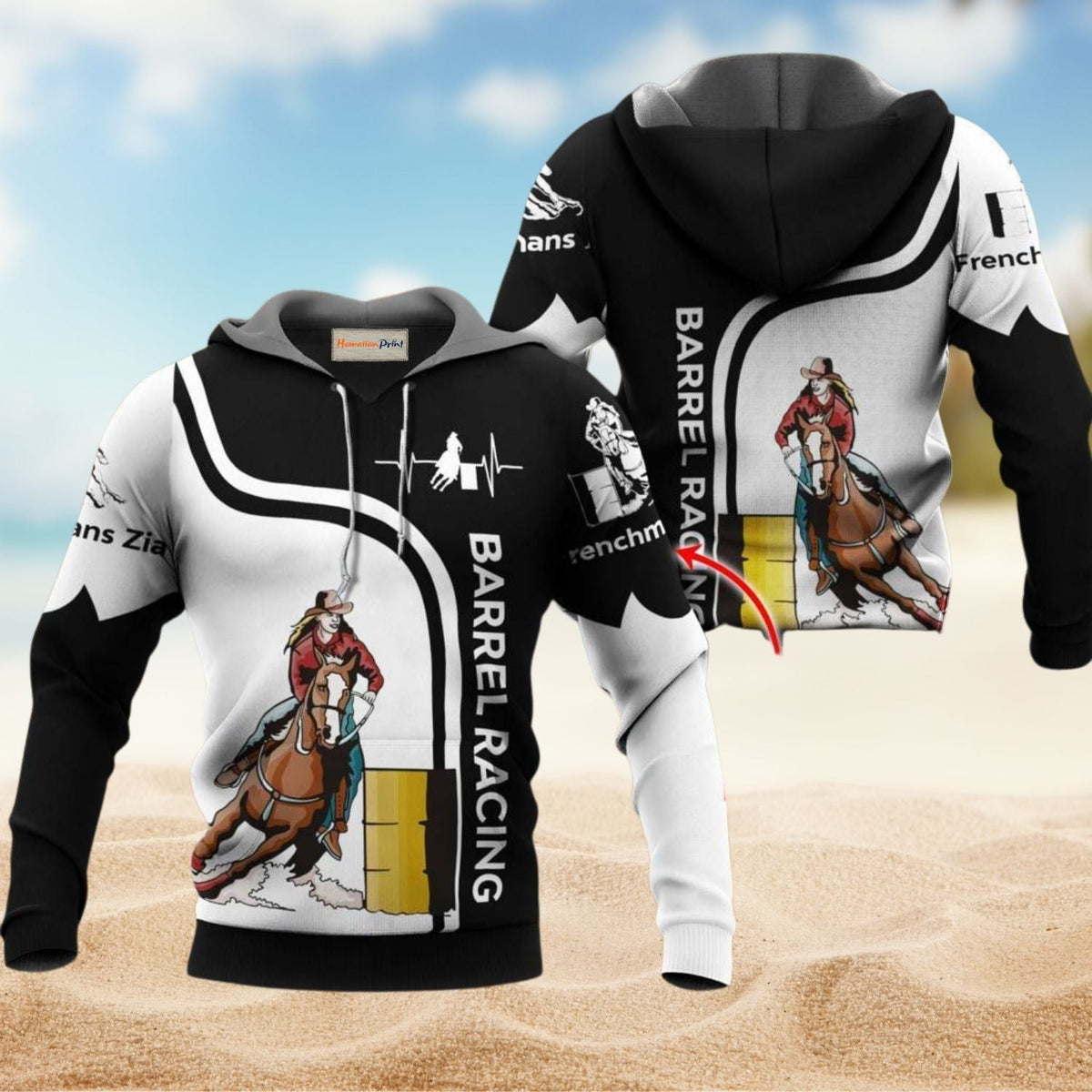 Black Barrel Racing Personalized Hoodie For Comfortable Daily Outfits Holidays And Casual Wear