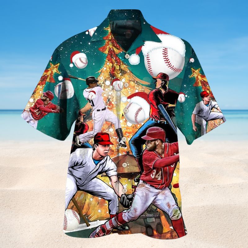 Baseball Christmas Celebration Hawaiian Shirt For Resort Trips, Coastal Parties, And Warm Weather Style