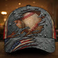 Baseball Crack US Flag Classic Cap For Weekend Outings Holidays And Thoughtful Gifting