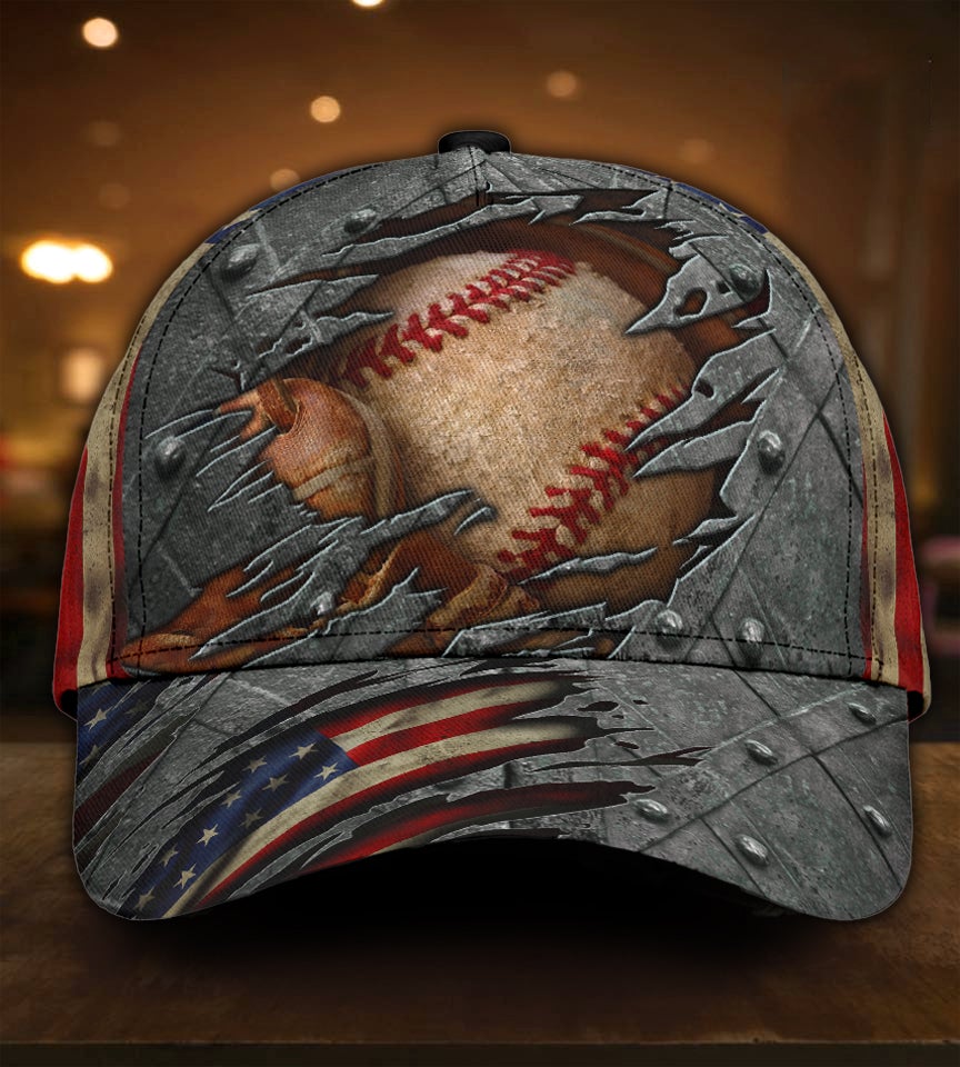 Baseball Crack US Flag Classic Cap For Weekend Outings Holidays And Thoughtful Gifting