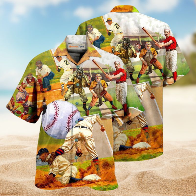 Funny Baseball Hawaiian Shirt For Summer Vacation, Beach Travel, And Casual Wear