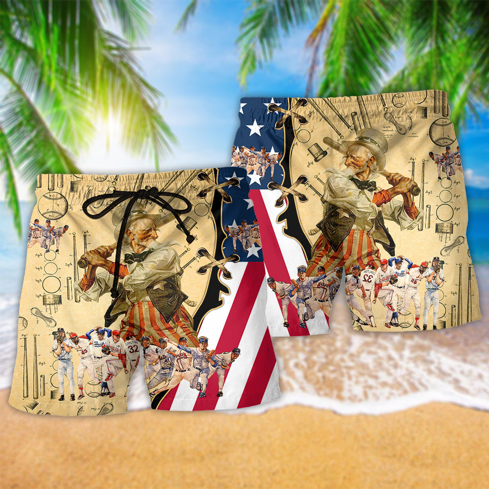 Baseball Game Beach Shorts Pattern Detail For Relaxed Weekends And Flexible Everyday Wear