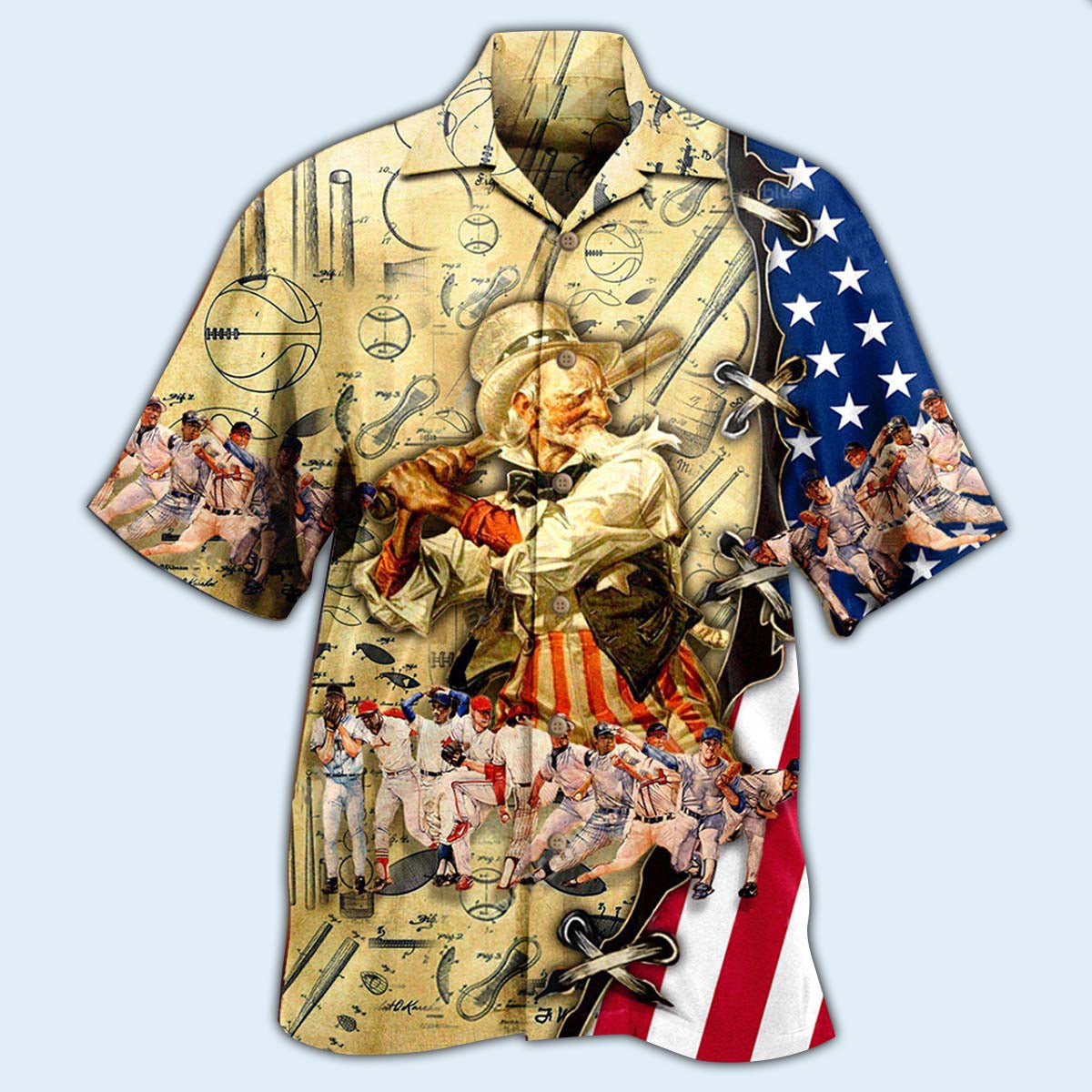 Baseball And Retro Gaming Hawaiian Shirt With All Over Print For Vacation Getaways Resort Wear And Casual Celebrations