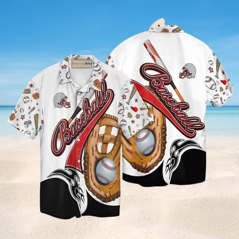 Baseball Game Graphic Hawaiian Shirt For Resort Trips, Coastal Parties, And Warm Weather Style