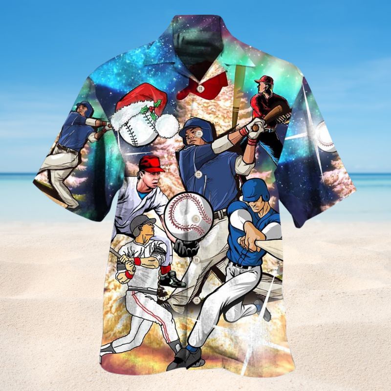 Festive Baseball Christmas Hawaiian Shirt For Resort Trips, Coastal Parties, And Warm Weather Style