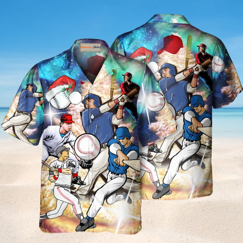Festive Baseball Christmas Hawaiian Shirt For Resort Trips, Coastal Parties, And Warm Weather Style