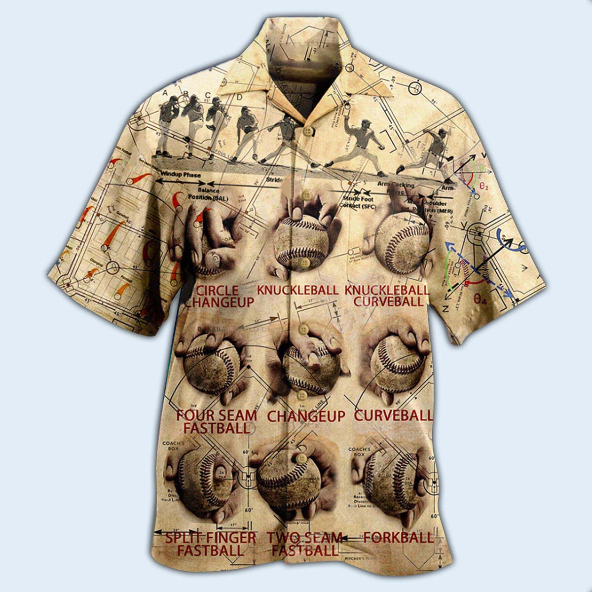 Baseball Pitching Grips Game Hawaiian Shirt Artwork Detail For Resort Trips And Outdoor Activities