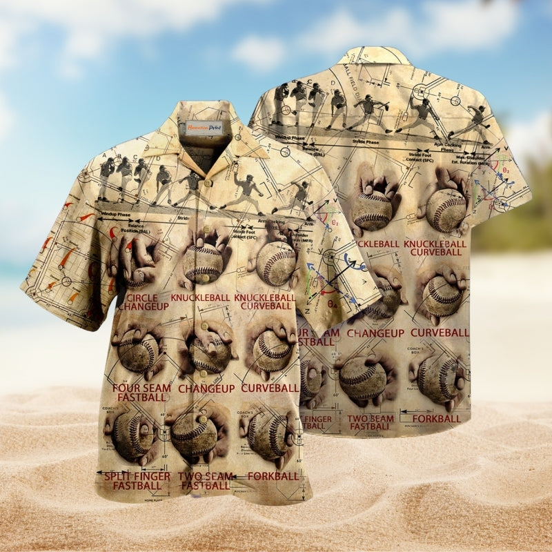 Baseball Pitching Grips Hawaiian Shirt For Resort Travel Summer Events And Thoughtful Casual Gifting