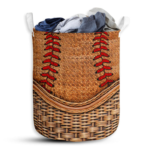 Small Size Baseball Rattan Texture Style Laundry Basket For Bathroom Bedroom Storage