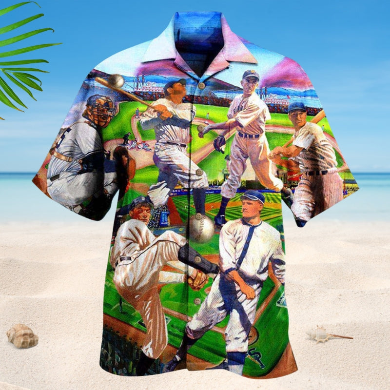 Vintage Baseball Players Hawaiian Shirt For Tropical Holidays, Outdoor Gatherings, And Everyday Comfort