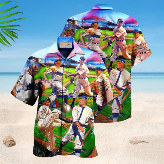 Vintage Baseball Players Hawaiian Shirt For Tropical Holidays, Outdoor Gatherings, And Everyday Comfort