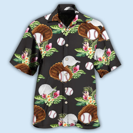 Floral Tropical Baseball Hawaiian Shirt For Tropical Holidays, Resort Trips, And Relaxed Coastal Style
