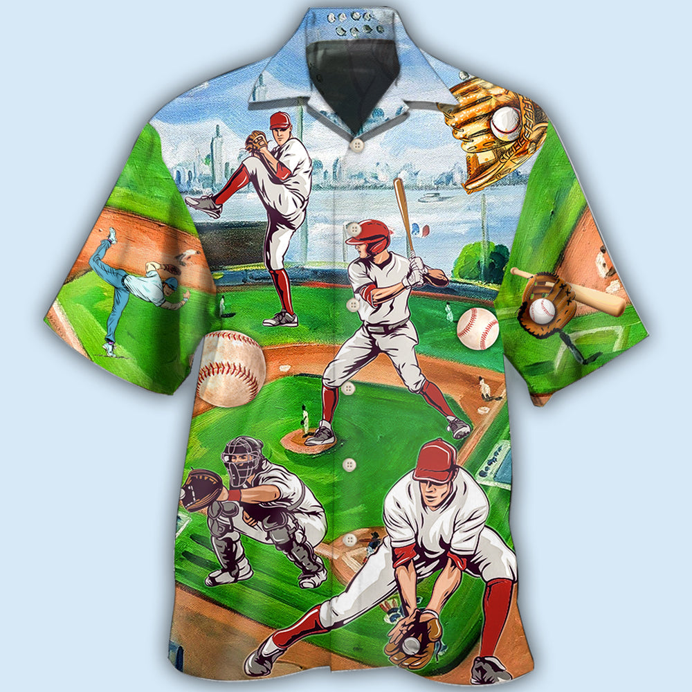 Baseball Hawaiian Shirt With All Over Print For Beach Parties Vacation Travel And Relaxed Casual Style