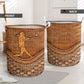 Baseball Rattan Texture Lover Laundry Basket For Nursery Dorm And Home Storage