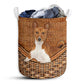 Basenji Dog Rattan Texture Laundry Basket For Bathroom Bedroom Storage