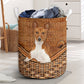 Basenji Dog Rattan Texture Laundry Basket For Room Home Organizer