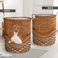 Basenji Dog Rattan Texture Laundry Basket For Nursery Dorm And Home Storage