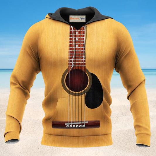 Yellow Basic Guitar Hoodie For Concert Days Travel Adventures And Casual Layering