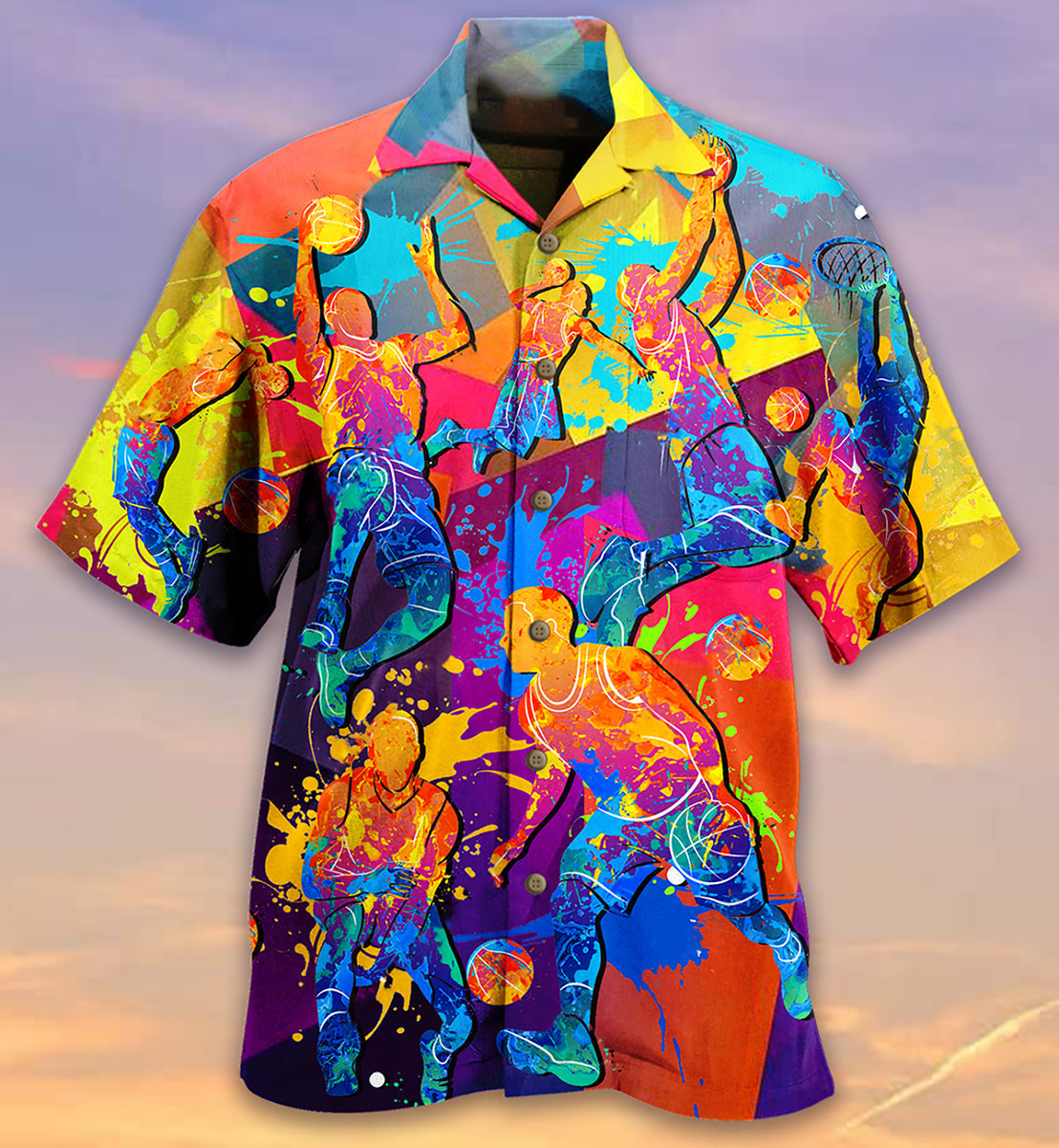 Basketball Hawaiian Shirt With All Over Print For Summer Events Coastal Travel And Comfortable Styling