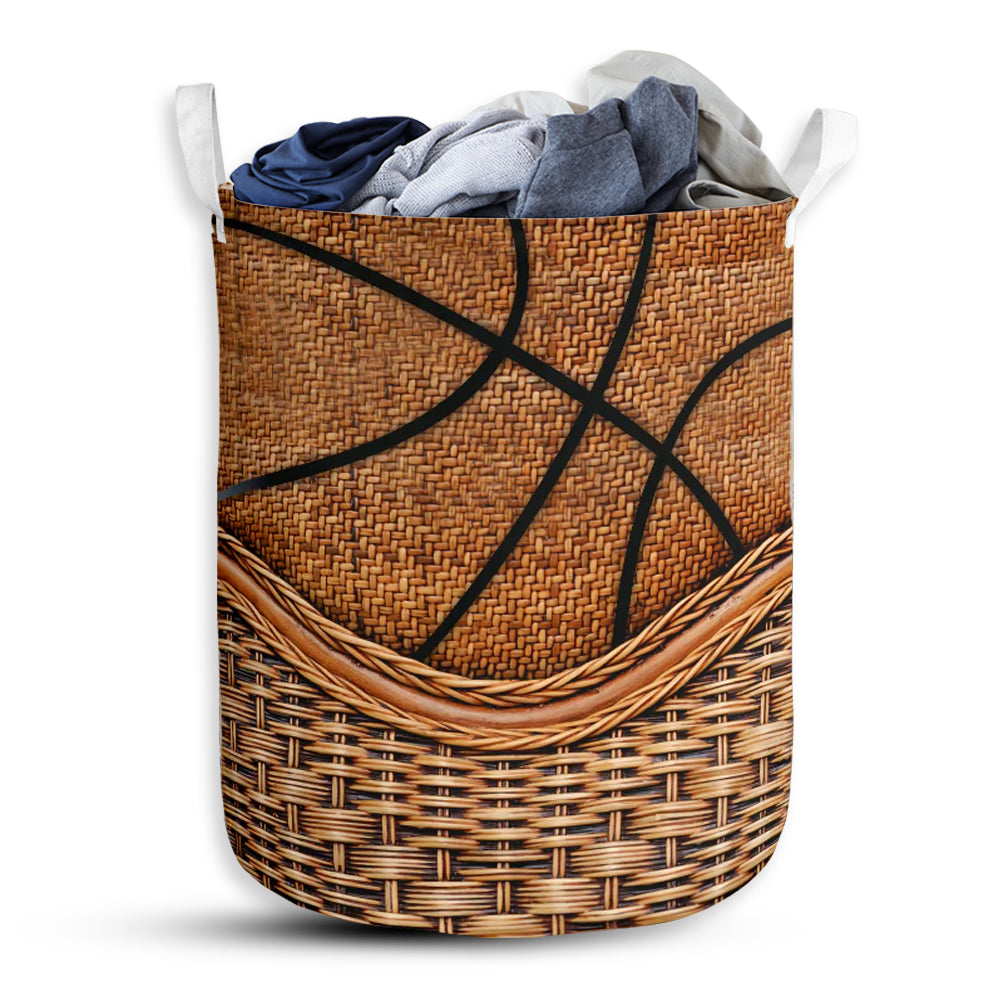 Small Size Basketball Rattan Texture Lovely Style Laundry Basket For Bathroom Bedroom Storage