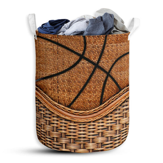 Small Size Basketball Rattan Texture Lovely Style Laundry Basket For Bathroom Bedroom Storage